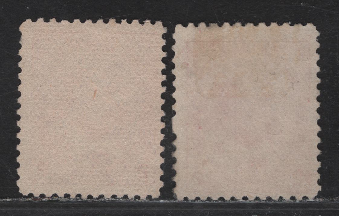 Lot 52A Canada #90i 2c Rose Carmine King Edward VII, 1903-1908 King Edward VII Issue, 2 Fine Used Singles, Scarce Thin Paper (ABN-YY) Perf 11.9 & ABN-B Perf 12