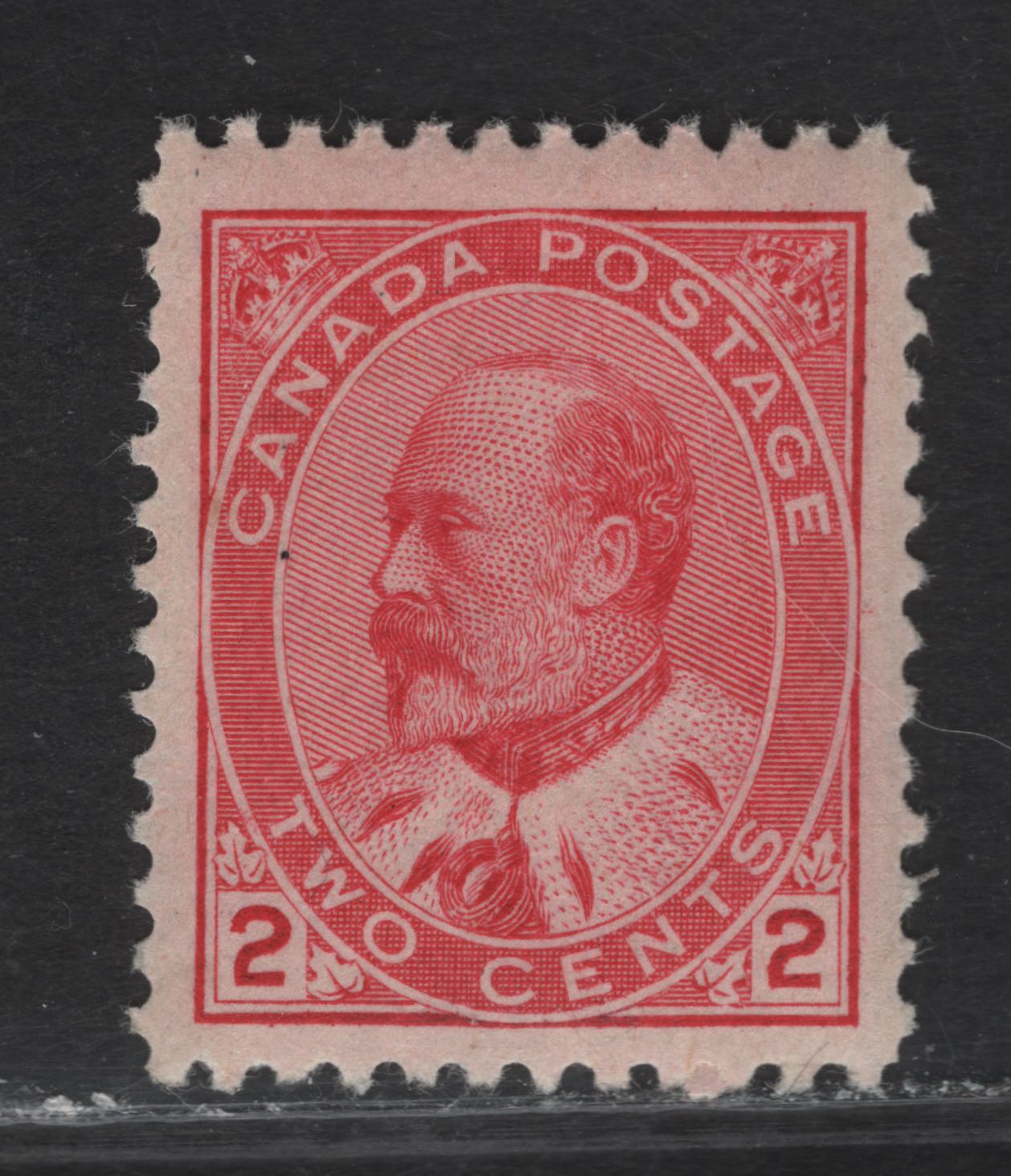 Lot 55 Canada #90 2c Carmine Rose King Edward VII, 1903-1908 King Edward VII Issue, A VFOG Single, Paper ABN-AA, Perf 12x11.9