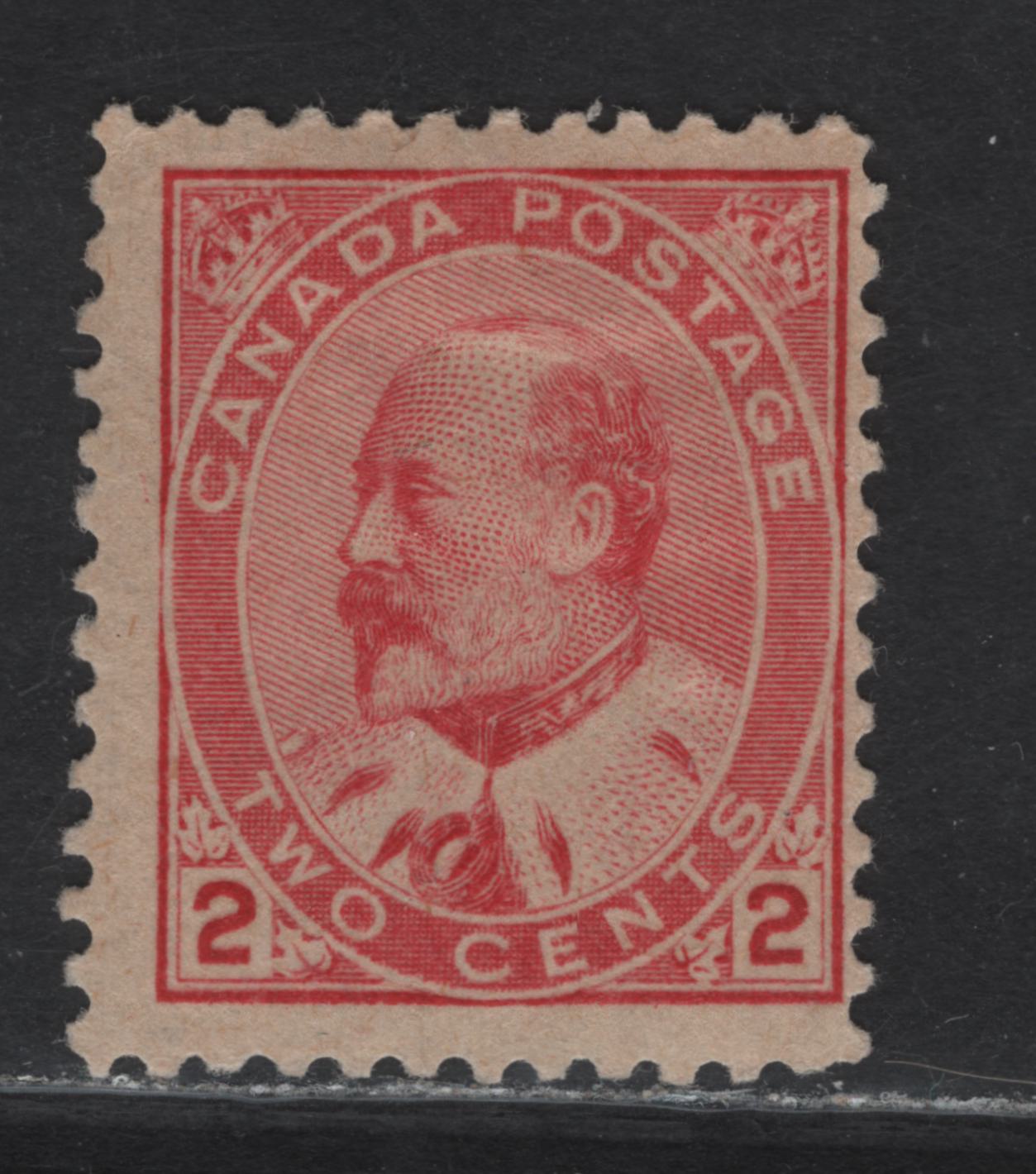 Lot 58 Canada #90e 2c Rose King Edward VII, 1903-1908 King Edward VII Issue, A FOG Single, Paper ABN-XX, Perf 12, Type I.