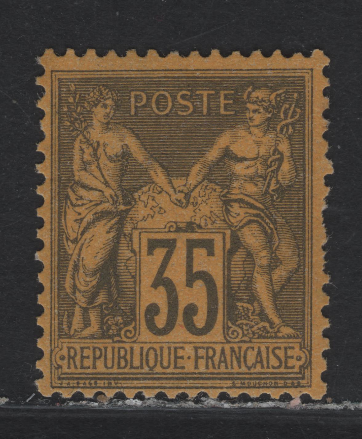 Lot 6 France SC#94 35c Black on Yellow Peace & Commerce, 1877-1880 Peace & Commerce Issue, A FOG Single, Type II