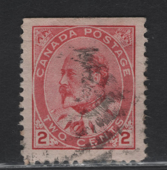 Lot 62 (C) Canada #90bs 2c Pale Rose Red King Edward VII, 1903-1908 King Edward VII Issue, A Very Fine Used Single, Paper ABN-ZZ, Perf 11.9