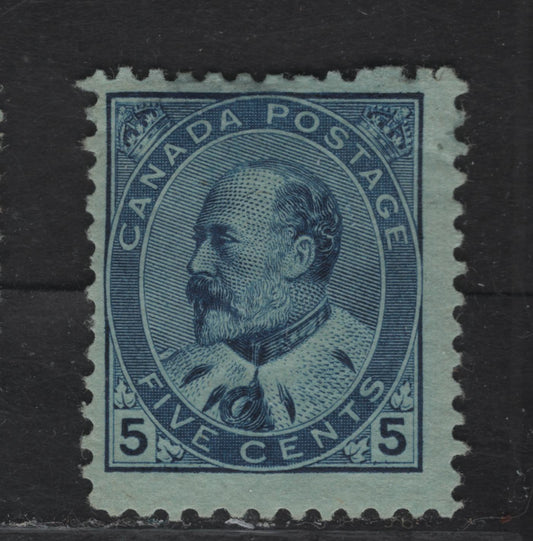 Lot 70 (C) Canada #91 5c Deep Blue King Edward VII, 1903-1908 King Edward VII Issue, A VGOG Single, Paper ABN-FF, Perf 11.9x11.9