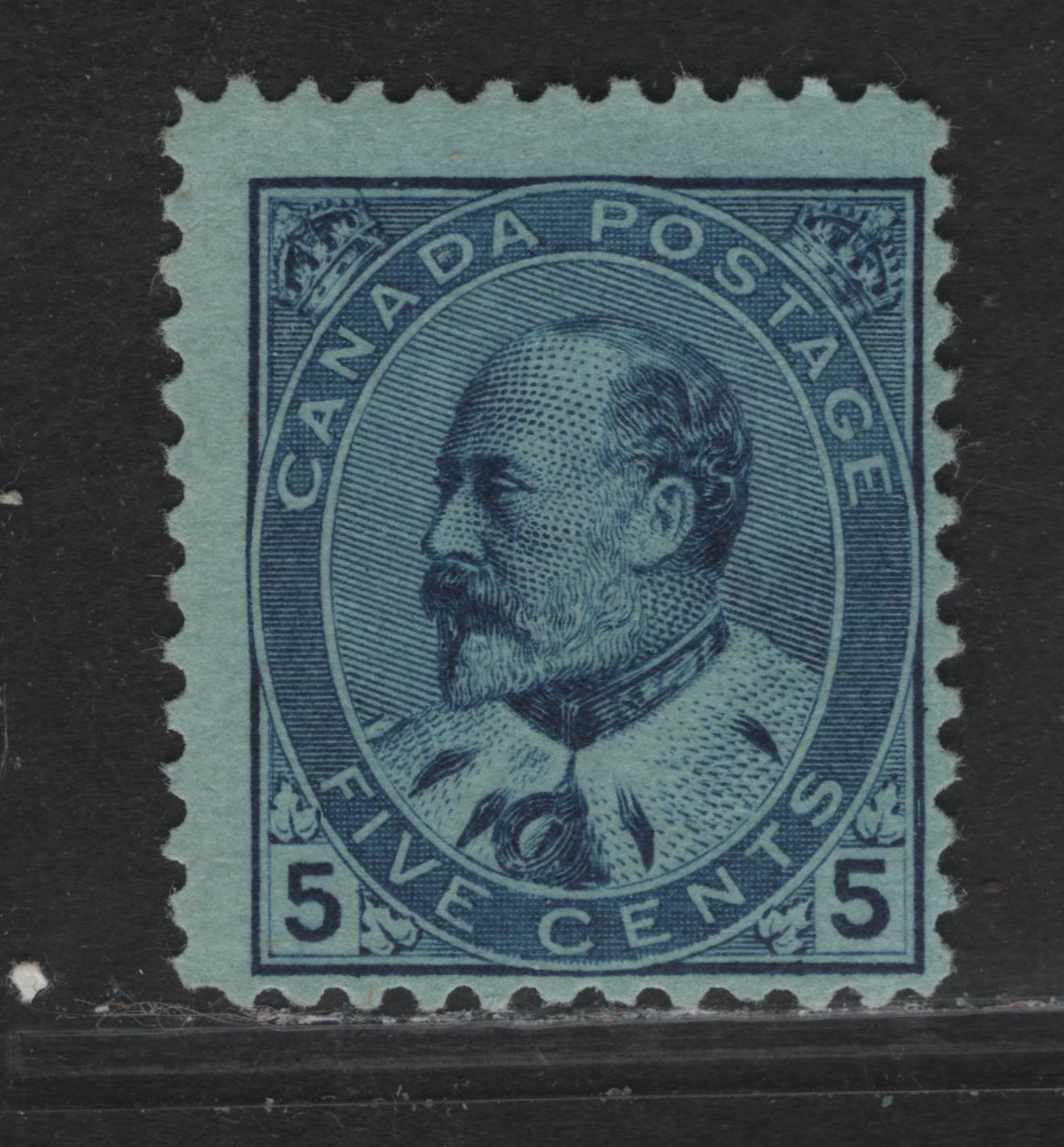 Lot 71 (C) Canada #91 5c Deep Blue King Edward VII, 1903-1908 King Edward VII Issue, A Fine Unused Single, Paper ABN-FF, Perf 11.9, Squat Printing 17.5mmx20.5mm.