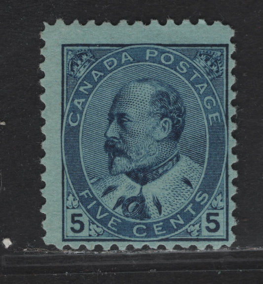 Lot 71 (C) Canada #91 5c Deep Blue King Edward VII, 1903-1908 King Edward VII Issue, A Fine Unused Single, Paper ABN-FF, Perf 11.9, Squat Printing 17.5mmx20.5mm.