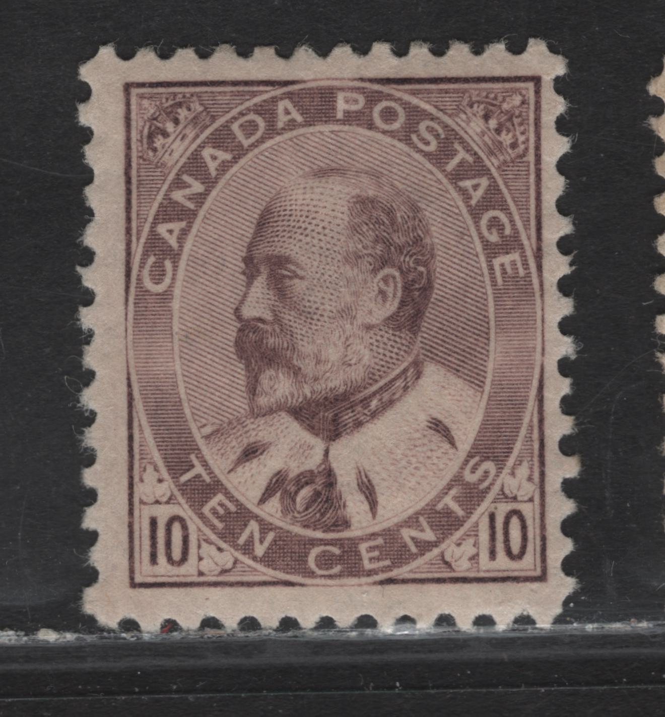 Canada #93 10c Brown Lilac King Edward VII, 1903-1908 King Edward VII Issue, A FOG Single, Paper ABN-AA, Perf 12.1x11.8, Design Size 17.5x21mm.