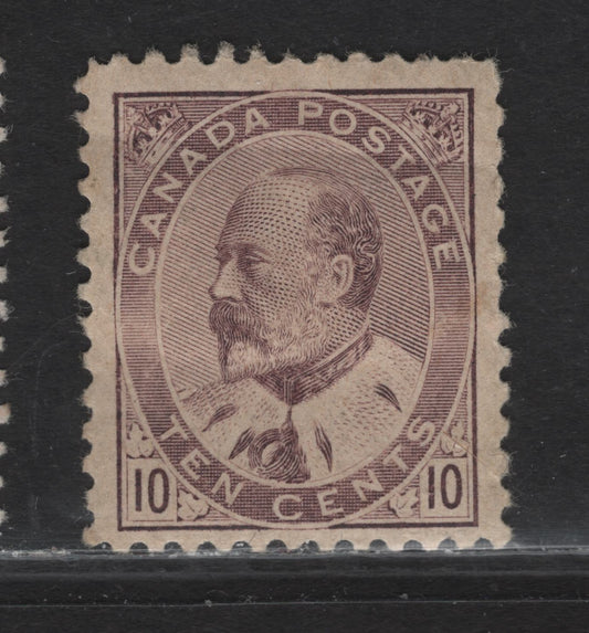 Lot 75 Canada #93i 10c Pale Brown Lilac King Edward VII, 1903-1908 King Edward VII Issue, A GOG Single, Paper ABN-B, Perf 11.9, Horizontal Crease At The Top.