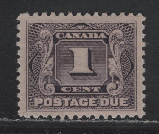 Lot 96 Canada #J1 1c Dull Violet Numeral, 1906-1928 First Postage Dues, A VFOG Single, Paper ABN-EEE