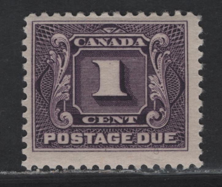 Lot 97 Canada #J1c 1c Deep Purple Numeral, 1906-1928 First Postage Dues, A FNH Single, Paper ABN-GGG, Dry Printing, Perf 11.9, Design Size 21.3x17.6mm.