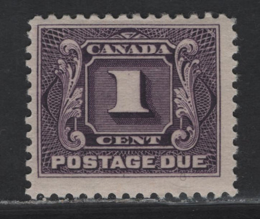 Lot 97 Canada #J1c 1c Deep Purple Numeral, 1906-1928 First Postage Dues, A FNH Single, Paper ABN-GGG, Dry Printing, Perf 11.9, Design Size 21.3x17.6mm.