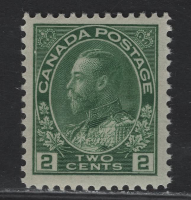Lot 109 (C) Canada  #107iv 2c Yellowish Green King George V, 1911-1925 Admiral Issue, A VFNH Single, Dry Printing, Paper ABN-F, Redrawn Frameline, Perf 12x11.9, Design Size 17.6x21.3mm.