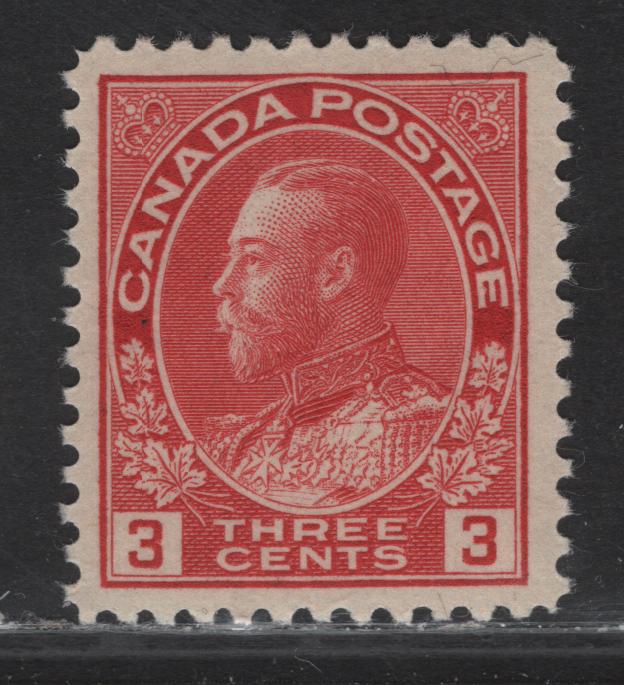 Lot 122 (C) Canada  #109 3c Pale Carmine King George V, 1911-1925 Admiral Issue, A VFNH Single, Die 1, Paper ABN-F, Re-Drawn Frameline, Perf 12.