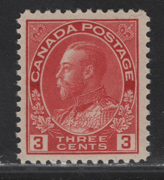 Lot 122 (C) Canada  #109 3c Pale Carmine King George V, 1911-1925 Admiral Issue, A VFNH Single, Die 1, Paper ABN-F, Re-Drawn Frameline, Perf 12.