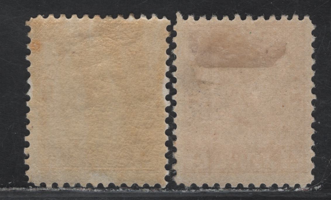 Lot 132 (C) Canada  #110 4c Olive Bistre & Lighter Olive Bistre King George V, 1911-1925 Admiral Issue, 2 FOG Singles, Wet Printings, Papers ABN-A & ABN-E, Retouched Framelines, Perf 12.