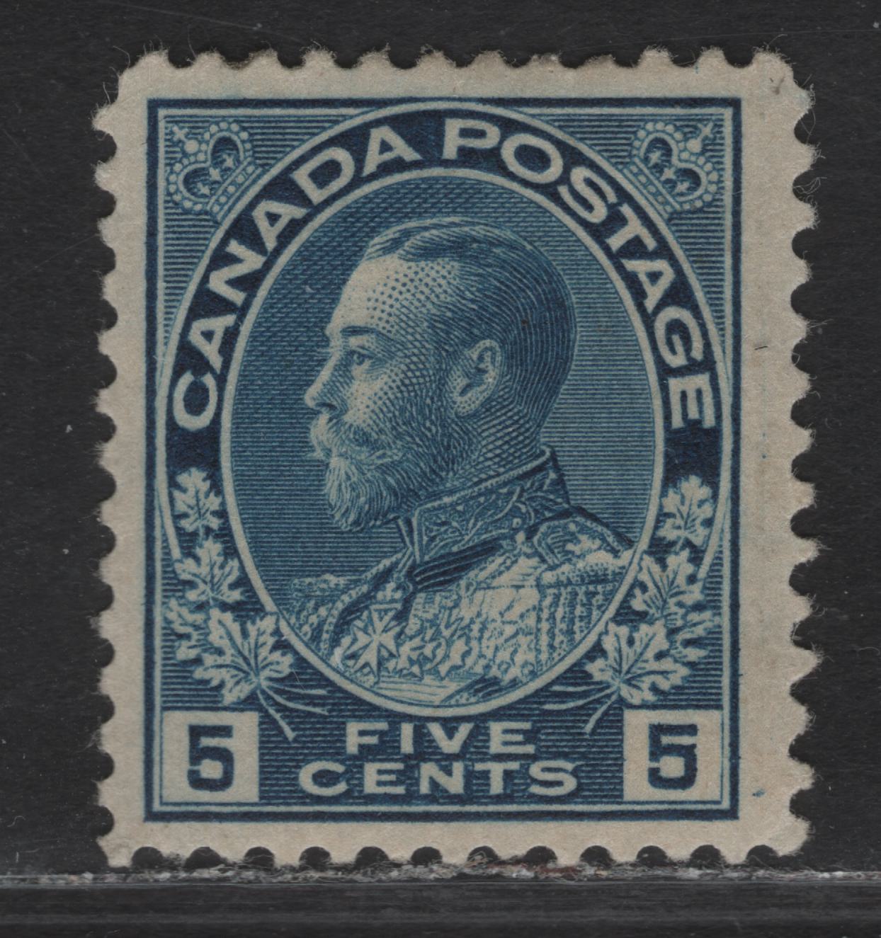 Lot 143 (C) Canada  #111b 5c Gray Blue King George V, 1911-1925 Admiral Issue, A VFOG Single, Paper ABN-UUU, Perf 11.9, Normal Frameline.