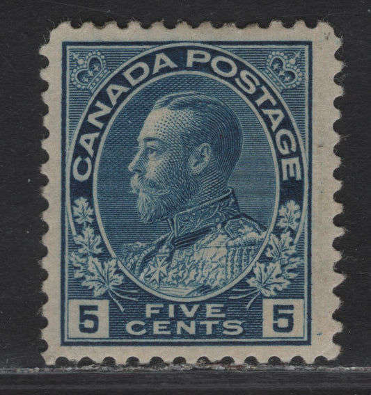 Lot 143 (C) Canada  #111b 5c Gray Blue King George V, 1911-1925 Admiral Issue, A VFOG Single, Paper ABN-UUU, Perf 11.9, Normal Frameline.
