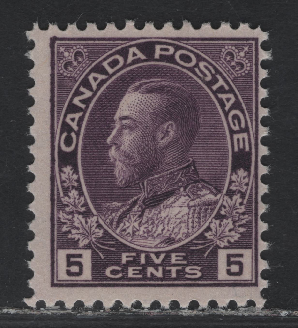 Lot 157 (C) Canada  #112c 5c Deeop Rose Lilac King George V, 1911-1925 Admiral Issue, A FNH Single, Dry Printing, Redrawn Frameline, Paper ABN-TTT.