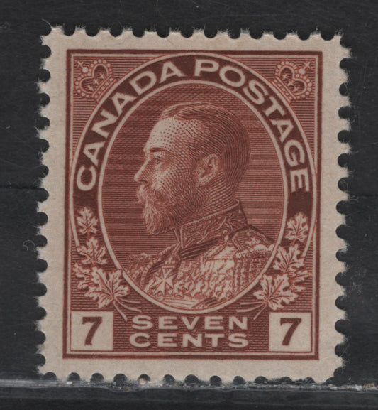 Lot 170 (C) Canada  #114 7c Lake Brown King George V, 1911-1925 Admiral Issue, A VFOG Single, Paper ABN-RRR, Very Weakly Retouched Frameline, Perf 11.9x11.8, Stamp Is NH, But There is A Small Patch of Gum Loss.