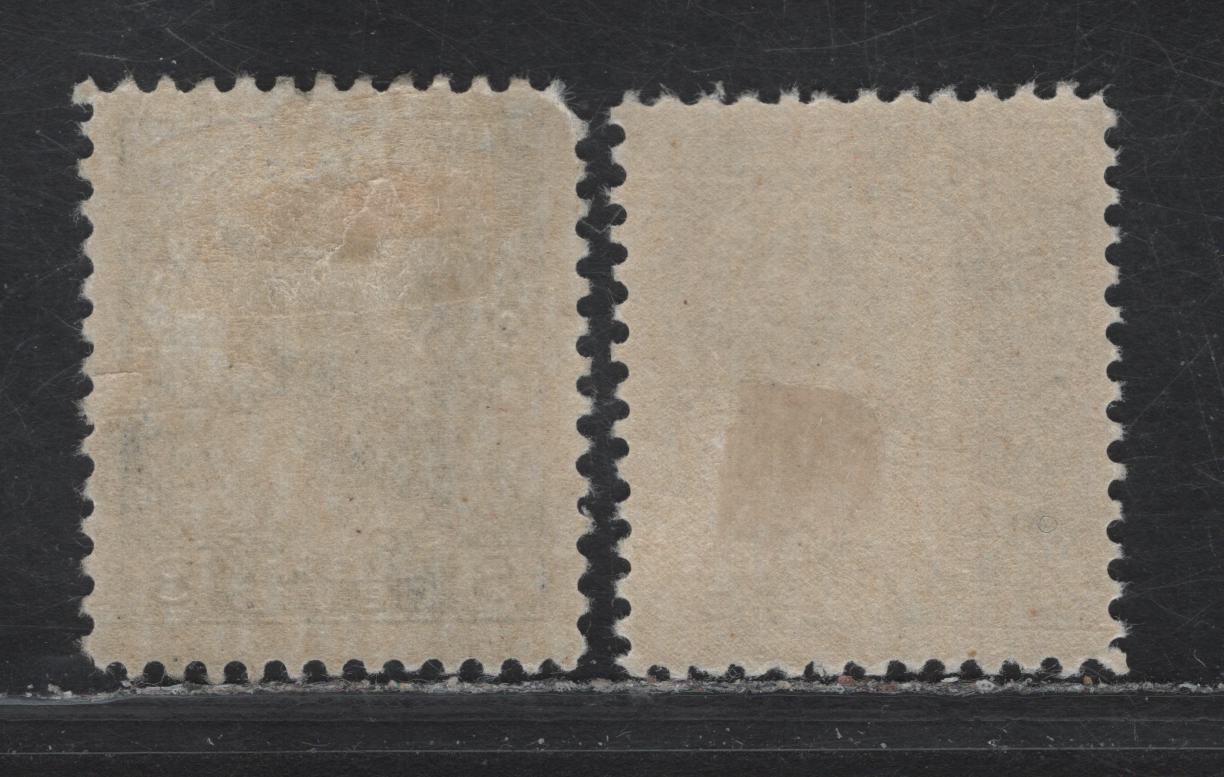 Lot 177 (C) Canada  #115, 115i 8c Light Bright Blue - Prussian Blue King George V, 1911-1925 Admiral Issue, 2 FOG Singles, Dry Printings, Papers ABN-F & ABN-G, Perfs 11.9x12 & 11.9.
