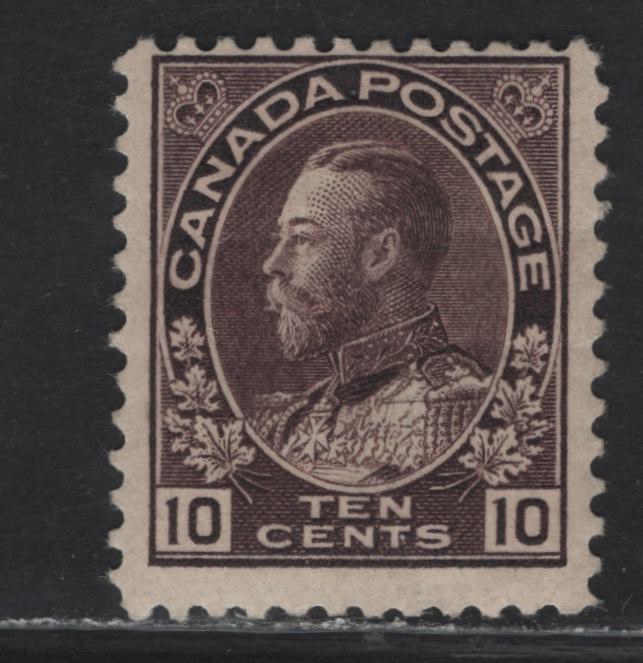Lot 180 (C) Canada  #116 10c Deep Plum King George V, 1911-1925 Admiral Issue, A Fine Unused Single, Paper ABN-B, Perf 11.9x12.1
