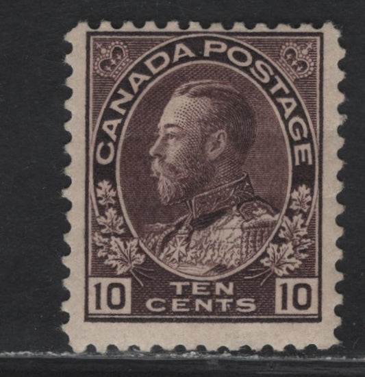 Lot 180 (C) Canada  #116 10c Deep Plum King George V, 1911-1925 Admiral Issue, A Fine Unused Single, Paper ABN-B, Perf 11.9x12.1