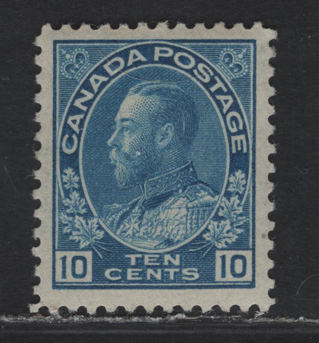 Lot 184 (C) Canada  #117ii 10c New Blue King George V, 1911-1925 Admiral Issue, A VFOG Single Wet Printing, Paper ABN-E,, Perf 12x11.9.