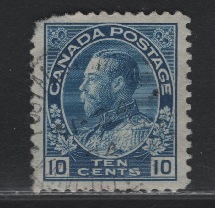 Lot 188 (C) Canada  #117vi 10c Blue King George V, 1911-1925 Admiral Issue, A Good Used Single, Wet, Squat Printing, Paper ABN-L