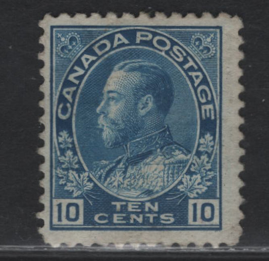 Lot 189 (C) Canada  #117vi 10c Bright Blue King George V, 1911-1925 Admiral Issue, A Very Good Unused Single, Wet Printing, Paper ABN-L, Perf 12x11.9, Normal Size Printing (17.6x21.25mm), Small Traces Of Gum, But Small Internal Crease.