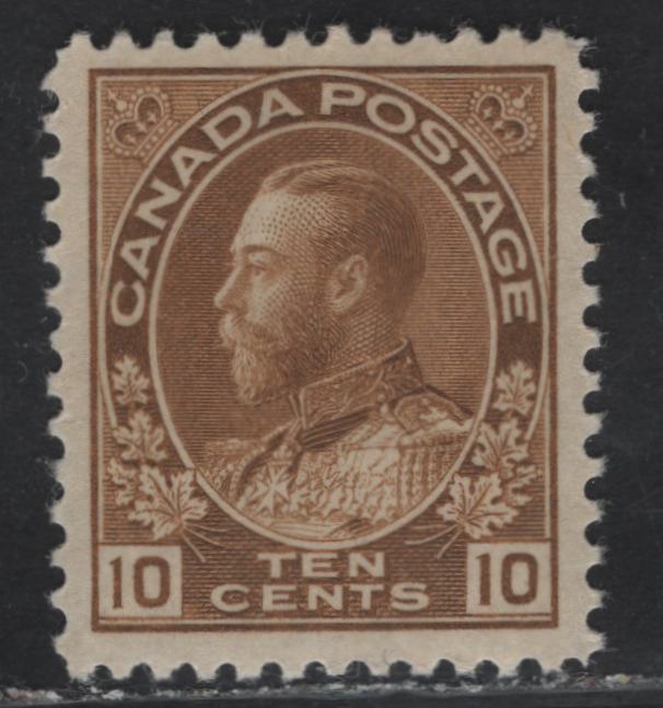 Lot 192 (C) Canada  #118 10c Light Bistre King George V, 1911-1925 Admiral Issue, A VFOG Single, Dry Printing, Paper ABN-M, Perf 12x11.9.