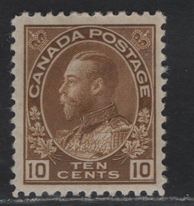 Lot 193 (C) Canada  #118 10c Bistre Brown King George V, 1911-1925 Admiral Issue, A FOG Single, Dry Printing, Paper ABN-F, Weakly Retouched Frameline, Perf 12.1x11.8.