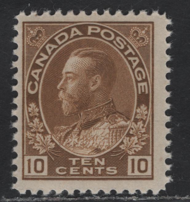 Lot 194 (C) Canada  #118 10c Bistre Brown King George V, 1911-1925 Admiral Issue, A FNH Single, Dry Printing, Paper ABN-RRR, Weakly Retouched Frameline, Perf 11.9x12.