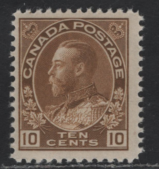Lot 194 (C) Canada  #118 10c Bistre Brown King George V, 1911-1925 Admiral Issue, A FNH Single, Dry Printing, Paper ABN-RRR, Weakly Retouched Frameline, Perf 11.9x12.