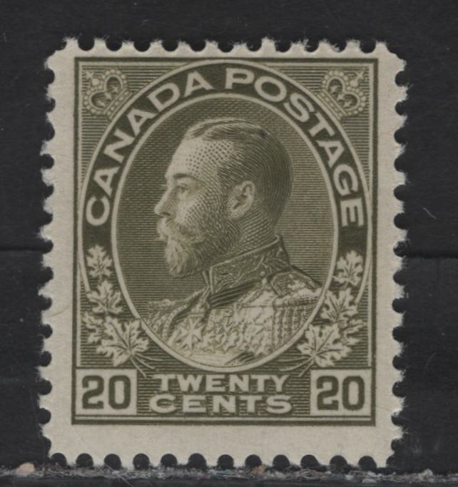 Lot 199 (C) Canada  #119 20c Pale Grayish Olive King George V, 1911-1925 Admiral Issue, A FNH Single, Dry Printing, Paper ABN-M, Normal Frameline, Perf 12x11.9.