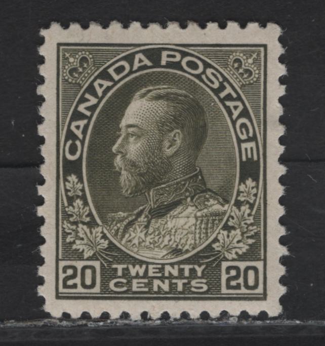 Lot 200 (C) Canada  #119d 20c Gray Green King George V, 1911-1925 Admiral Issue, A VFOG Single, Wet Printing, Normal Frameline, Perf 12x11.9.