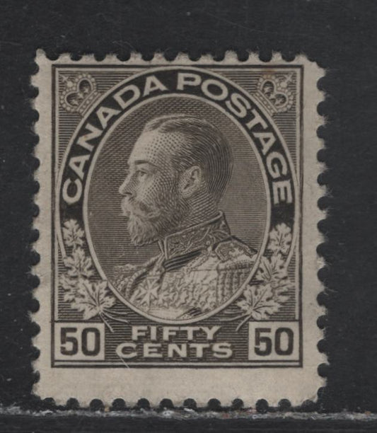 Lot 209 (C) Canada  #120i 50c Silver Black King George V, 1911-1925 Admiral Issue, A FNH Single, Wet Printing, Normal Frameline, Paper ABN-E, Perf 11.9x11.8.