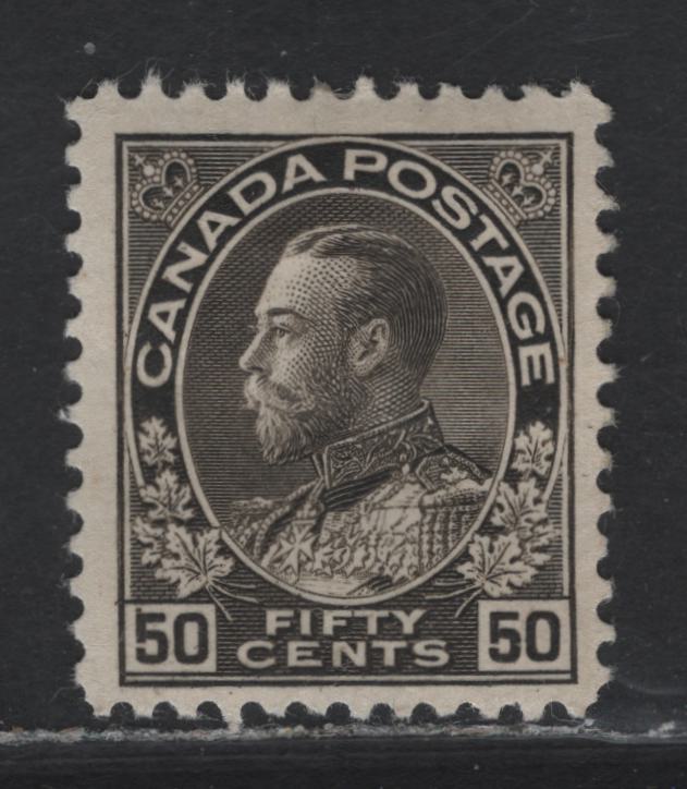 Lot 210 (C) Canada  #120ii 50c Brownish Black King George V, 1911-1925 Admiral Issue, A FOG Single, Wet Printing, Normal Frameline, Paper ABN-H, Perf 12x11.9.