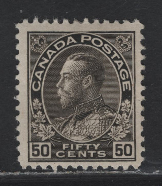 Lot 210 (C) Canada  #120ii 50c Brownish Black King George V, 1911-1925 Admiral Issue, A FOG Single, Wet Printing, Normal Frameline, Paper ABN-H, Perf 12x11.9.