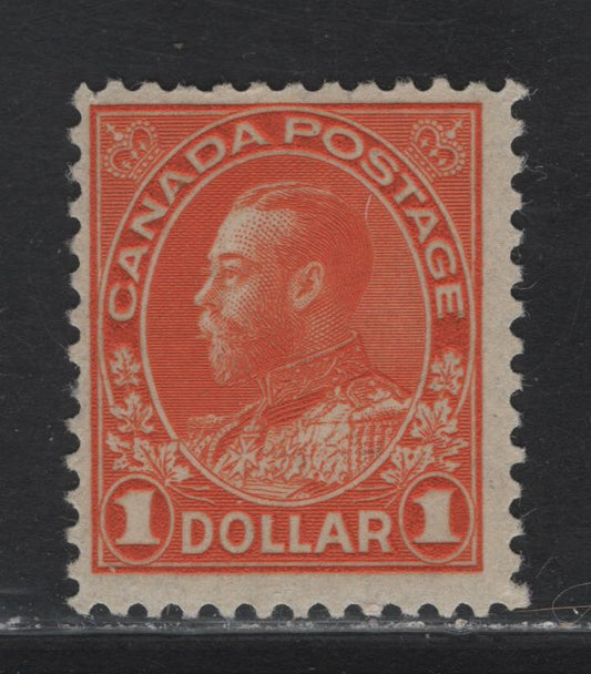 Lot 211 (C) Canada  #122 $1 Orange King George V, 1911-1925 Admiral Issue, A FNH Single, Dry Printing, Retouched Frameline, Paper ABN-I, Perf 11.9.