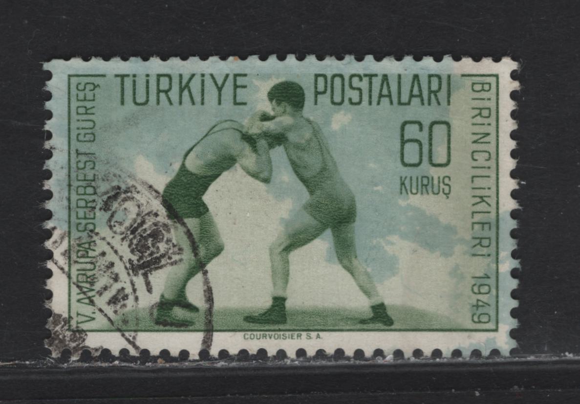 Lot 24 Turkey SC#989 60k Green Wresting, 1949 Wresting Championships High Value, A Very Fine Used Single