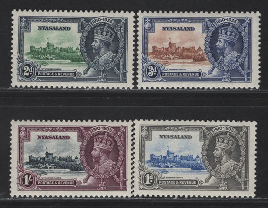Lot 265 (C) Nyasaland SG#123-126 1d - 1/- Ultramarine & Gray - Slate & Purple KGV & Windsor Castle, 1935 Silver Jubilee Issue, 4 VFNH Singles