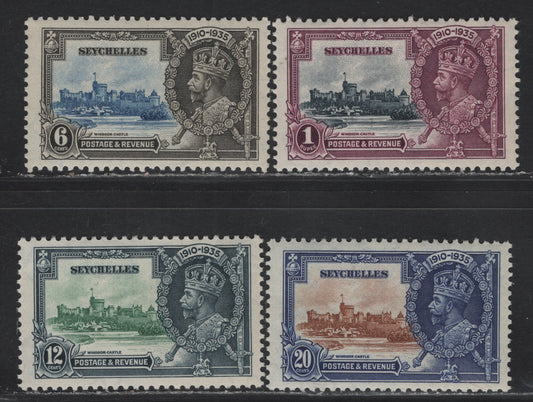 Lot 275 (C) Seychelles SG#128-131 6c - 1r Ultramarine & Gray Black - Slate & Purple KGV & Windsor Castle, 1935 Silver Jubilee Issue, 4 VFNH Singles