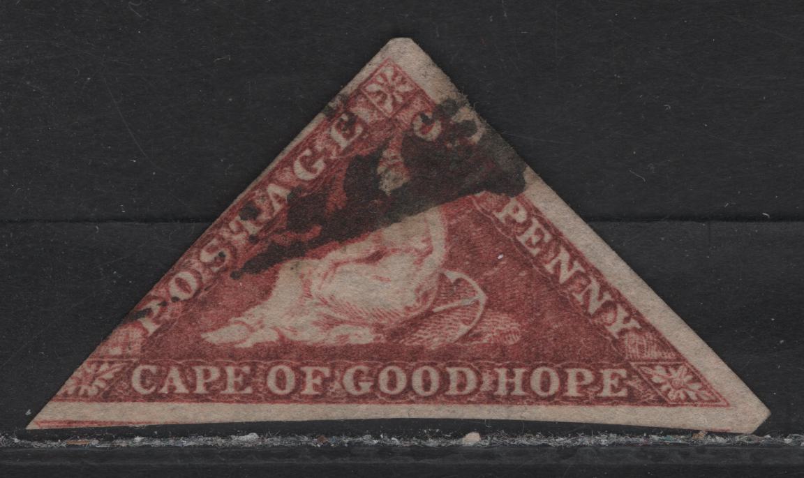 Lot 28 (C) Cape of Good Hope SG#18c 1d Brownish Red Seated Hope, 1863-1864 Seated Hope Issue, A Very Good Used Single, De la Rue Printing