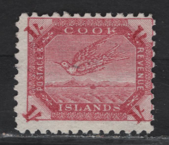 Lot 31 (C) Cook Islands SG#20a 1/- Deep Carmine White Tern, 1893-1900 Pictorial Issue, A Fine Unused Single, Star & NZ Wmk, Perf 11