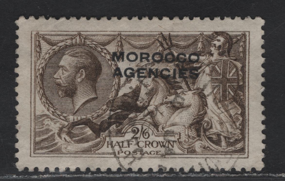 Lot 320 Morocco Agencies (C) SG#50 2/6 Sepia Brown Seahorses, 1914-1931 Seahorse High Value Issue, A VeryFine Used Single, British Currency, Waterlow Printing