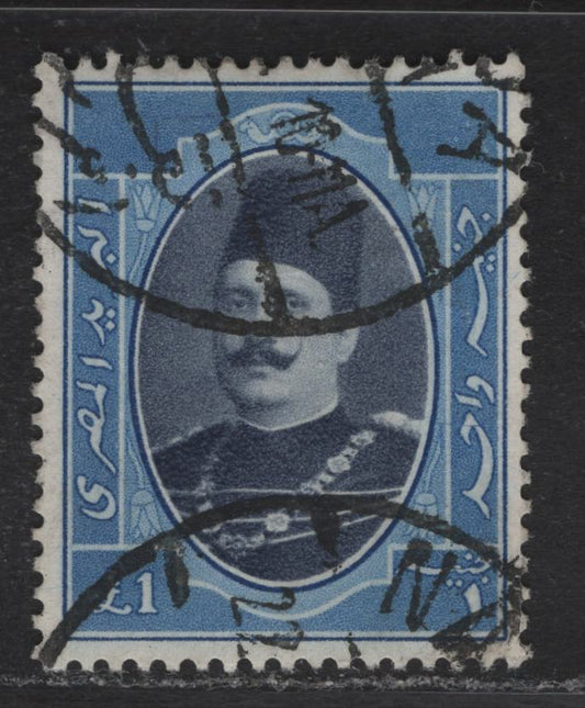 Lot 334 Egypt SC#103 £1 Ultramarine & Dark Blue King Fuad, 1923-1924 King Fuad Issue, A Very Fine Used Single