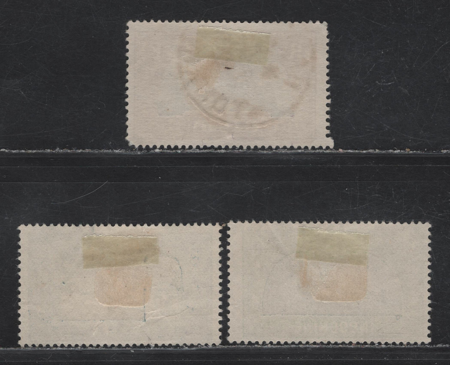 Lot 359 Indochina SC#132, 134, 136 20c - 50c Violet & Slate - Light Green & Slate Angkor Wat - That Luang Temple, 1927 Pictorial Issue, 3 Fine/Very Fine Used Singles, Paquebot Cancel On 50c