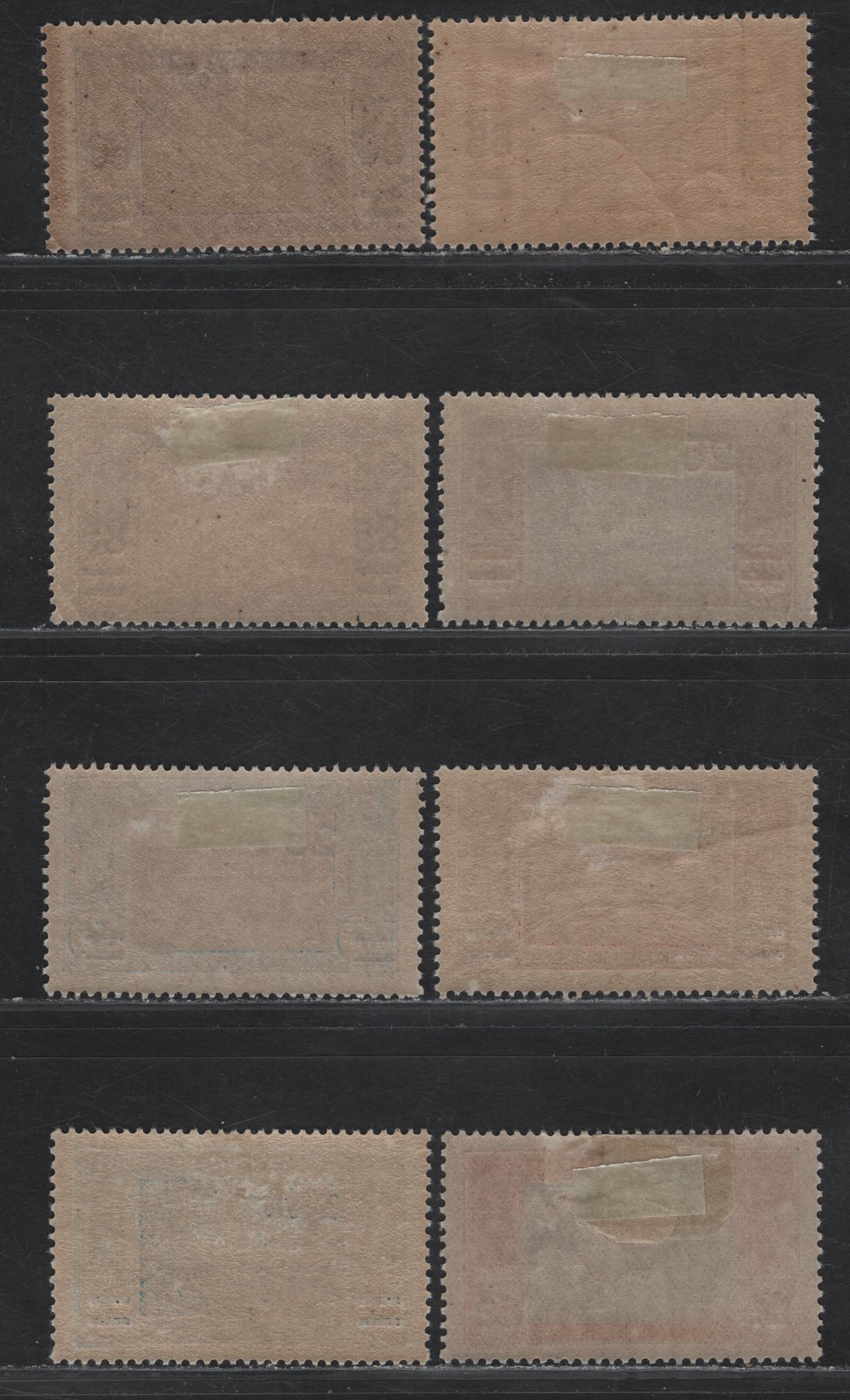 Lot 362 Ivory Coast SC#81-86, 88-89 60c on 75c - 3fr on 5fr Violet on Pinkish - Brown Red & Blue Green River Scene, 1922-1927 Surcharged Issue, 8 F/VFOG Singles