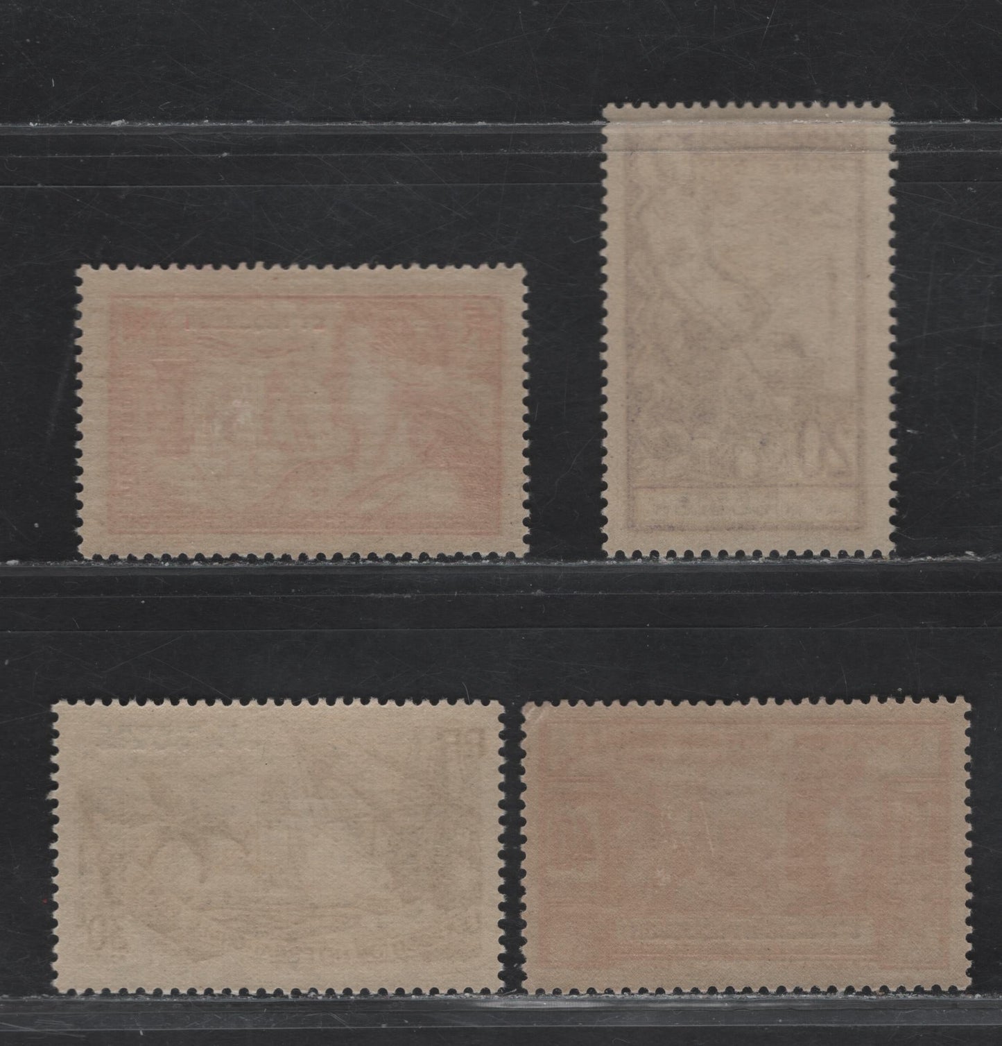 Lot 382 St. Pierre & Miquelon (C) SC#165-167, 169 20c - 90c Deep Violet - Red Colonial Resources - Cultural Treasures, 1937 Paris International Exposition Issue, 4 VFNH Singles