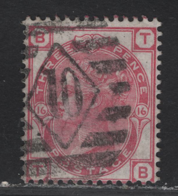 Lot 41 Great Britain SG#143 3d Rose Queen Victoria, 1873-1880 Queen Victoria Surface Printed Issue, A Very Good Used Single, Large Colored Corner Letters, Spray Of Rose Wmk
