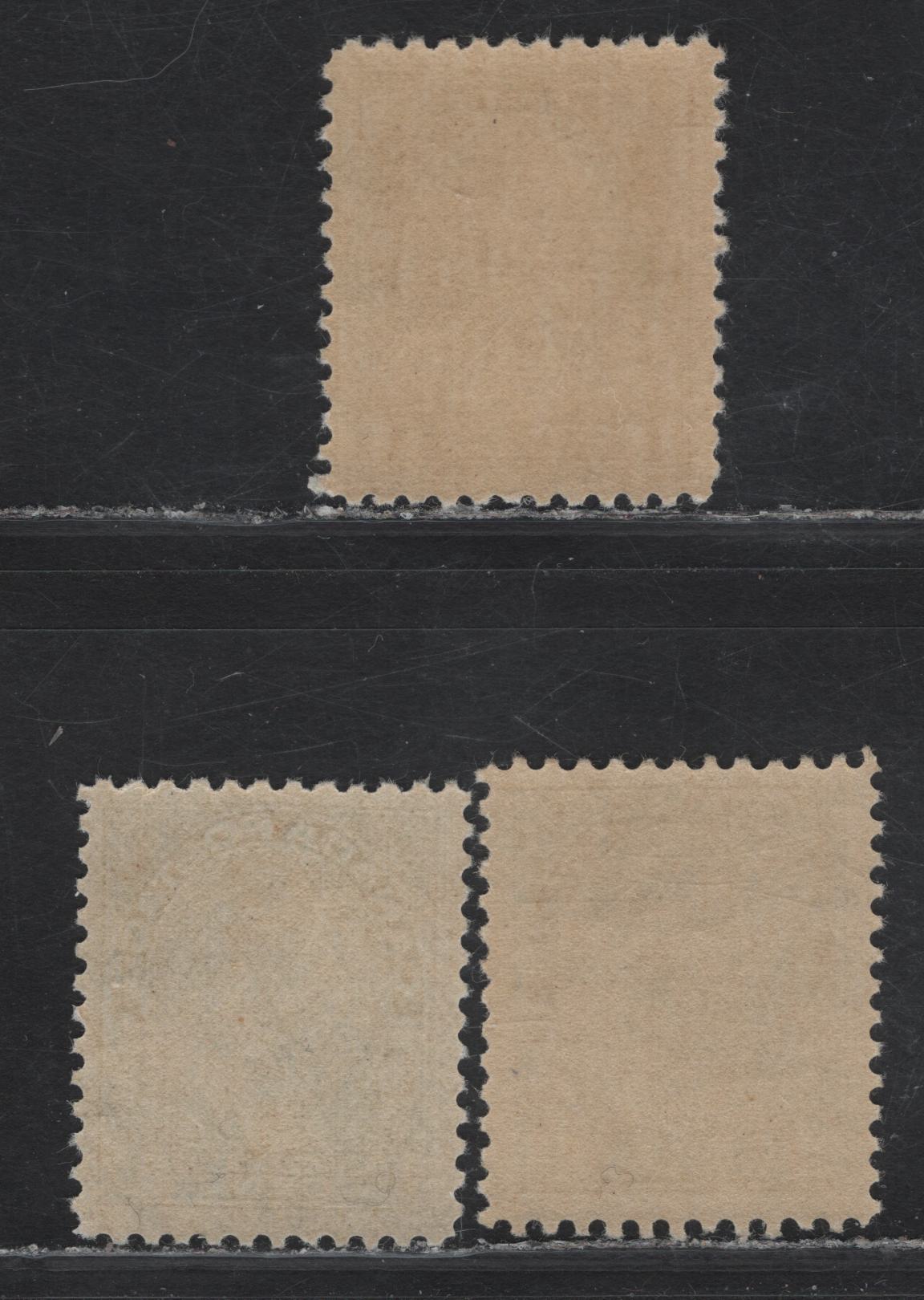 Lot 67 (C) Canada  #104ii, 104b, 104 1c Dark Green, Deep Yellowish Green & Bluish Green King George V, 1911-1925 Admiral Issue, 3 FNH Singles, Papers ABN-E & ABN-YYY, Retouched Framelines