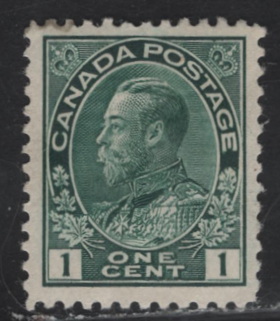 Lot 74 (C) Canada  #104ix 1c Deep Gray Green King George V, 1911-1925 Admiral Issue, A VFOG Single, Paper ABN-N, Normal Frameline, Perf 12x11.9.